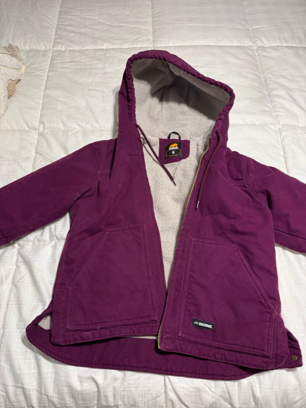 Berne Women’s S Purple Sherpa-Lined Hooded Jacket